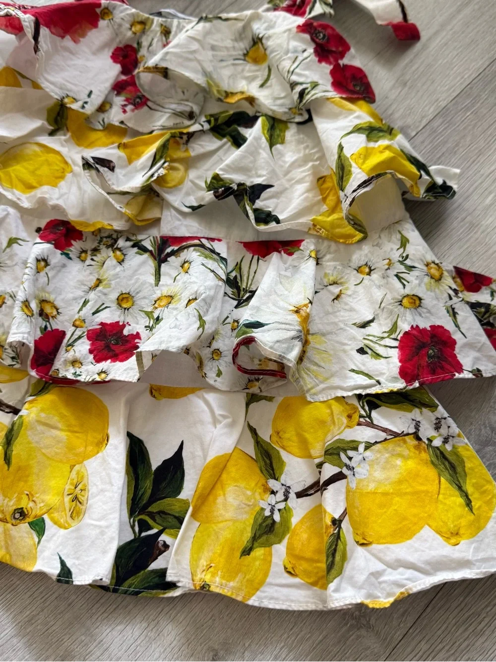 Dolce & Gabbana Size 24-30 months Girls Floral & Lemon Tiered Sundress